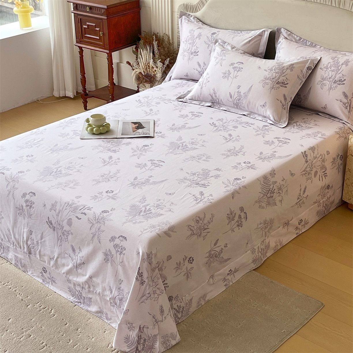 91家纺网 家纺一手货源 找家纺 宝齐莱家纺 2026新款全棉纯棉13372印花单床单床单单件 清雅