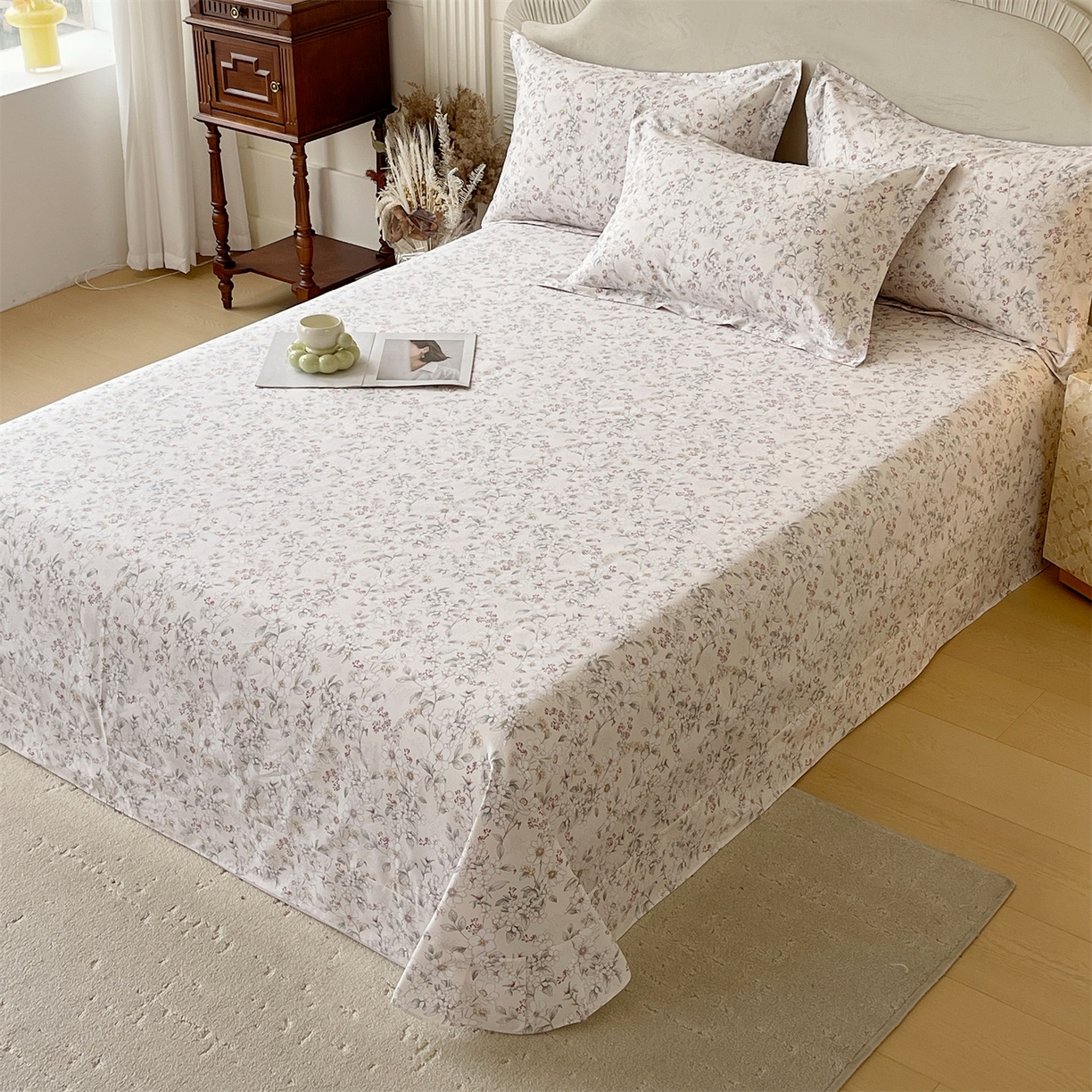 91家纺网 家纺一手货源 找家纺 宝齐莱家纺 2026新款全棉纯棉13372印花单床单床单单件 烟花间