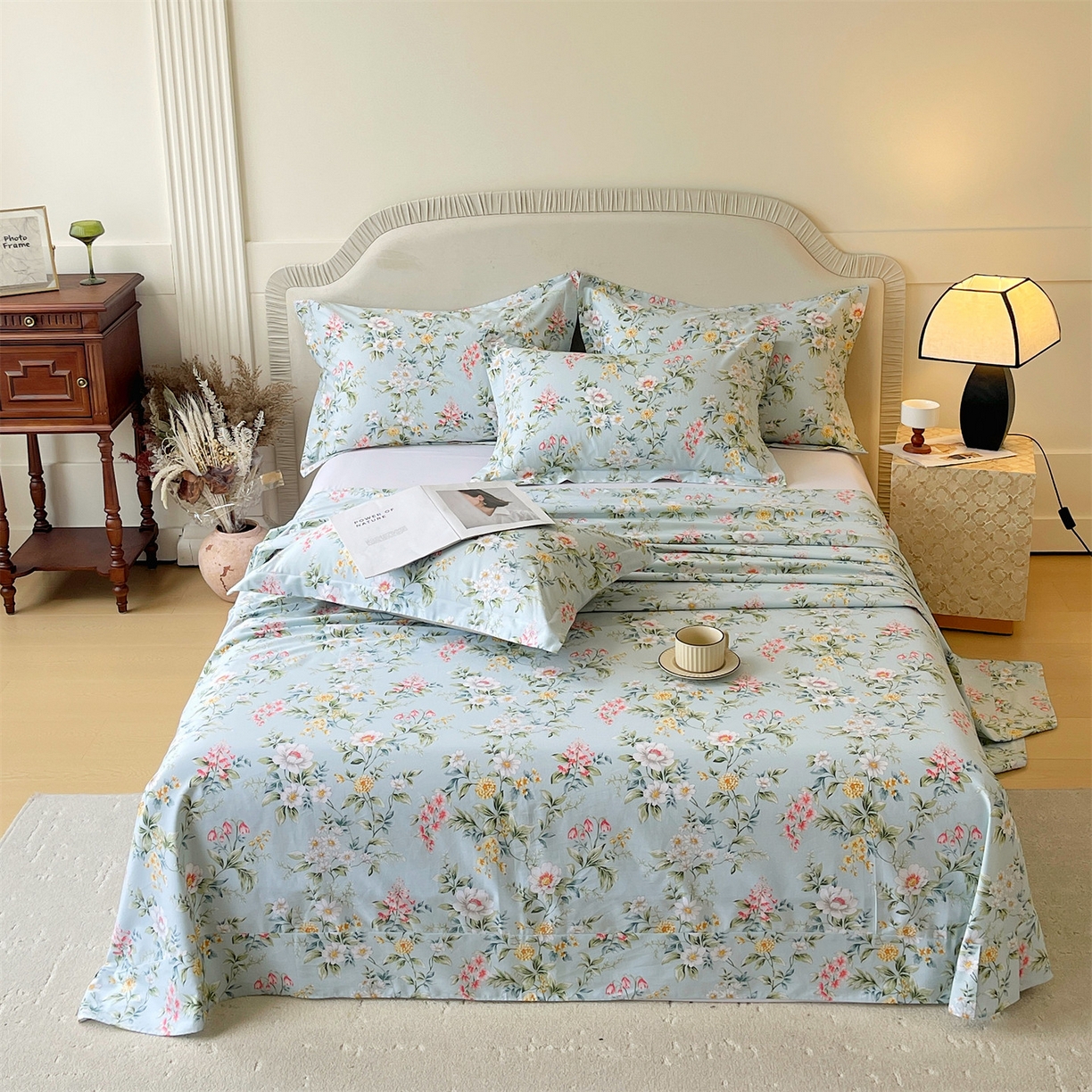 91家纺网 家纺一手货源 找家纺 宝齐莱家纺 2026新款全棉纯棉13372印花单床单床单单件 午后花园