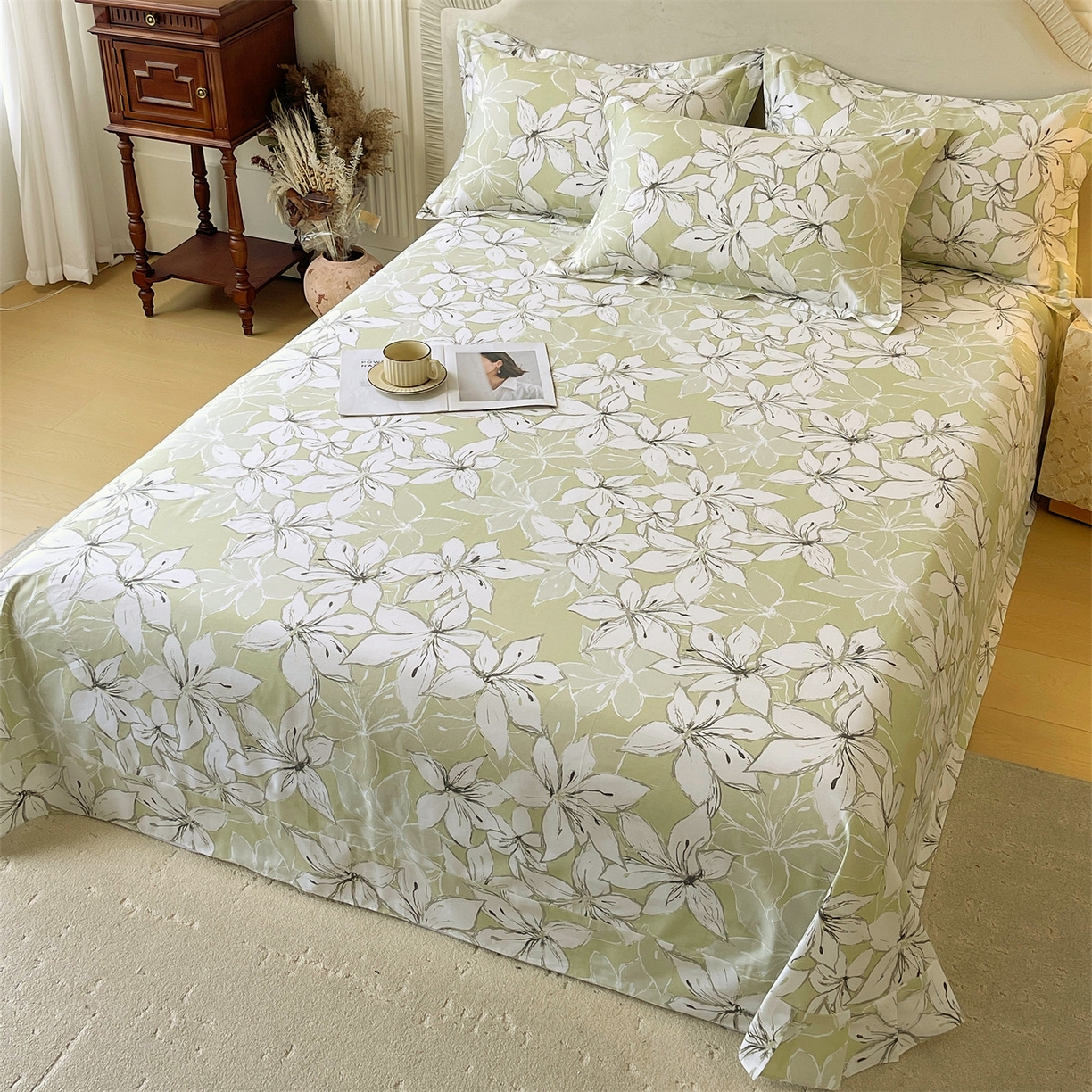 91家纺网 家纺一手货源 找家纺 宝齐莱家纺 2026新款全棉纯棉13372印花单床单床单单件 云间月