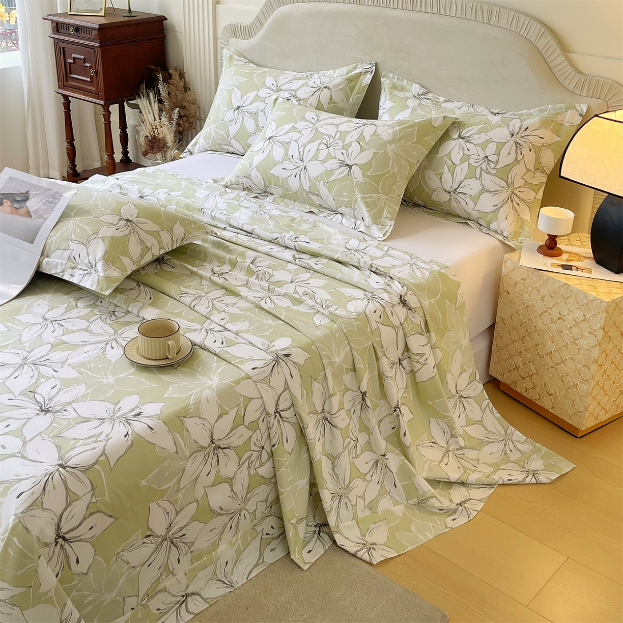 91家纺网 家纺一手货源 找家纺 宝齐莱家纺 2026新款全棉纯棉13372印花单床单床单单件 云间月