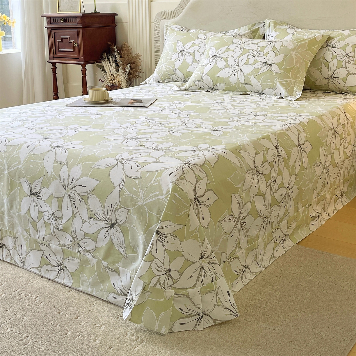 91家纺网 家纺一手货源 找家纺 宝齐莱家纺 2026新款全棉纯棉13372印花单床单床单单件 云间月