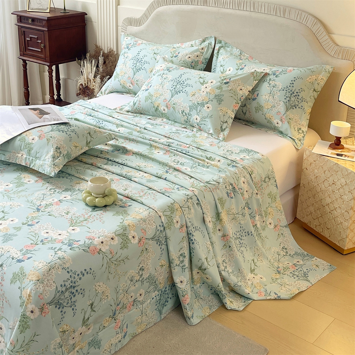 91家纺网 家纺一手货源 找家纺 宝齐莱家纺 2026新款全棉纯棉13372印花单床单床单单件 浅茉