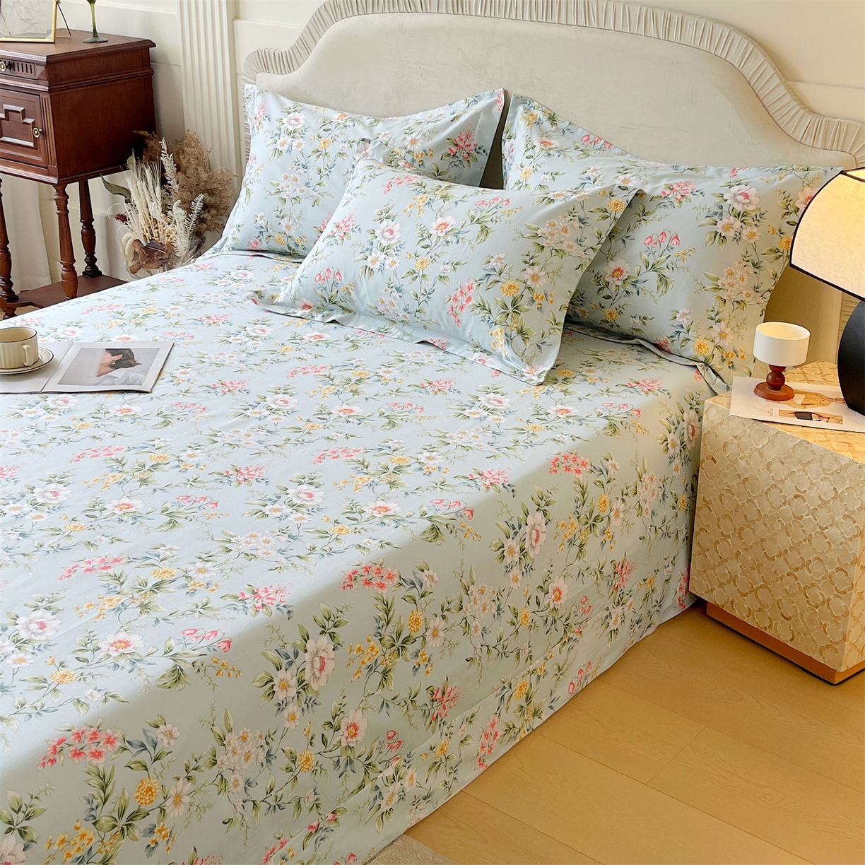 91家纺网 家纺一手货源 找家纺 宝齐莱家纺 2026新款全棉纯棉13372印花单床单床单单件 午后花园