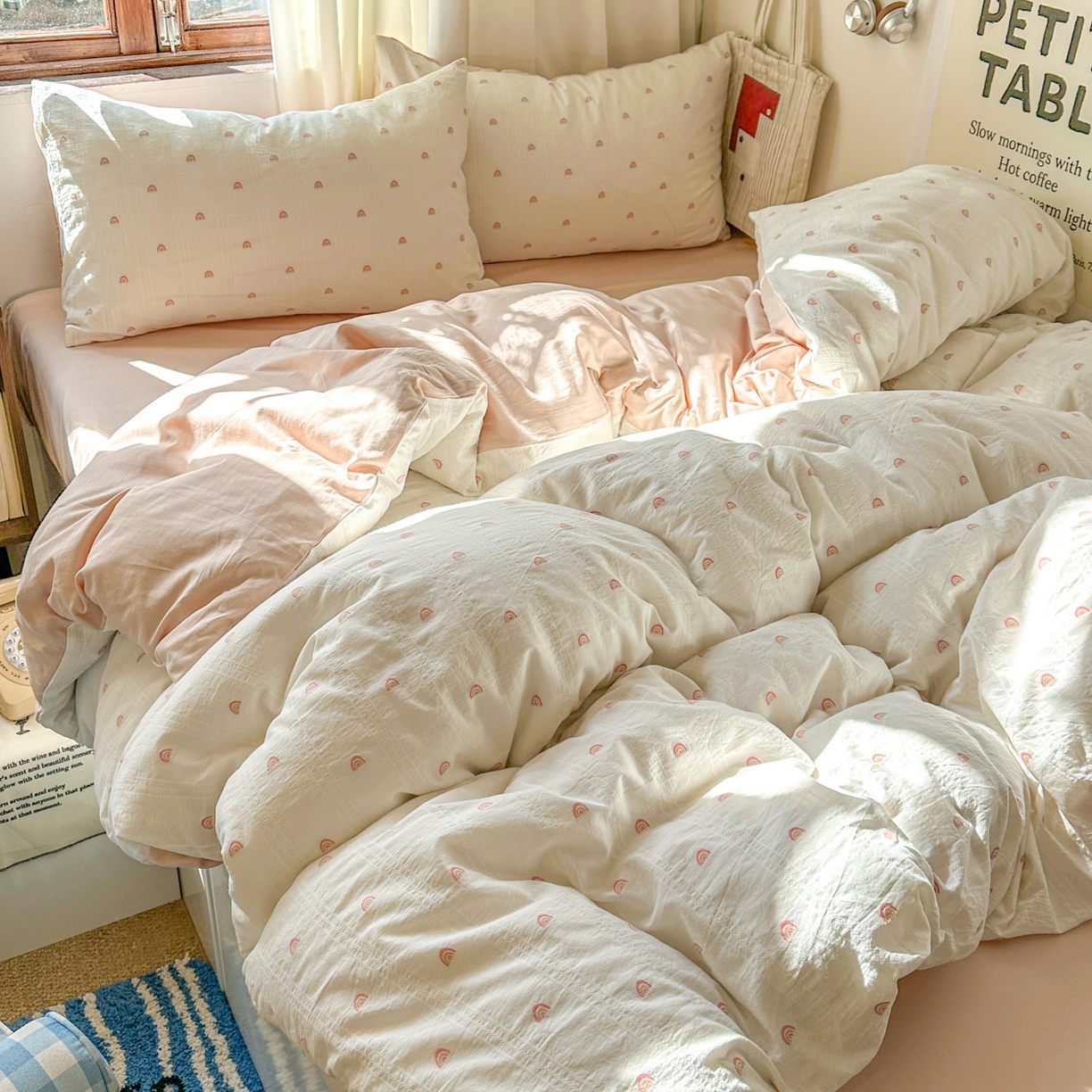 91家纺网 家纺一手货源 找家纺 （总）田野 2026新款水洗棉提花人字小清新系列四件套