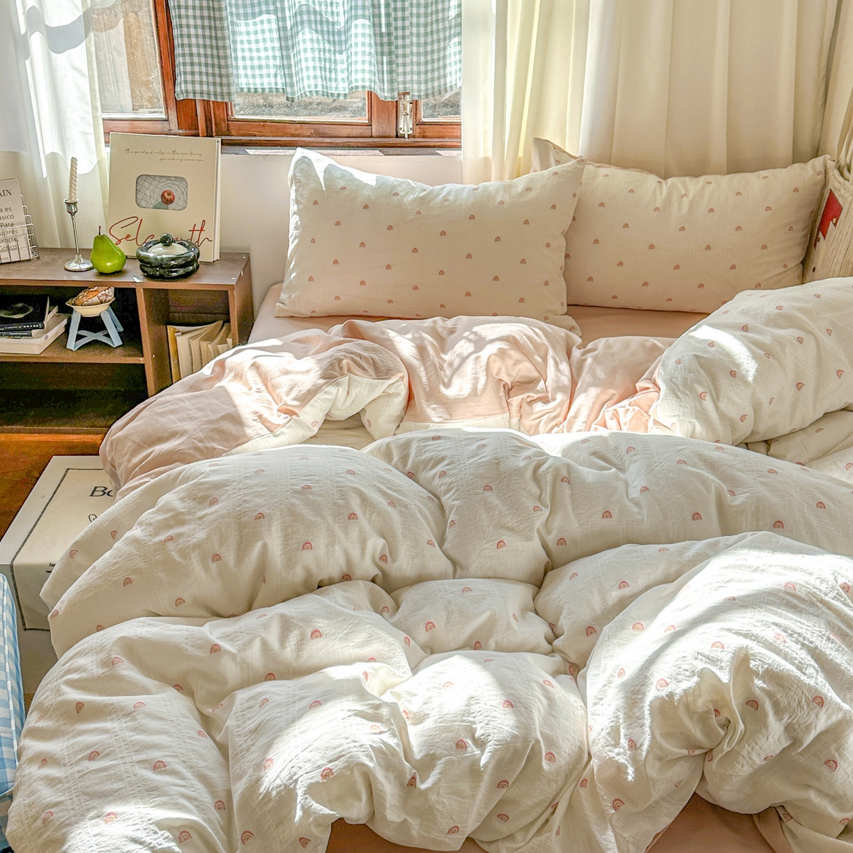 91家纺网 家纺一手货源 找家纺 （总）田野 2026新款水洗棉提花人字小清新系列四件套