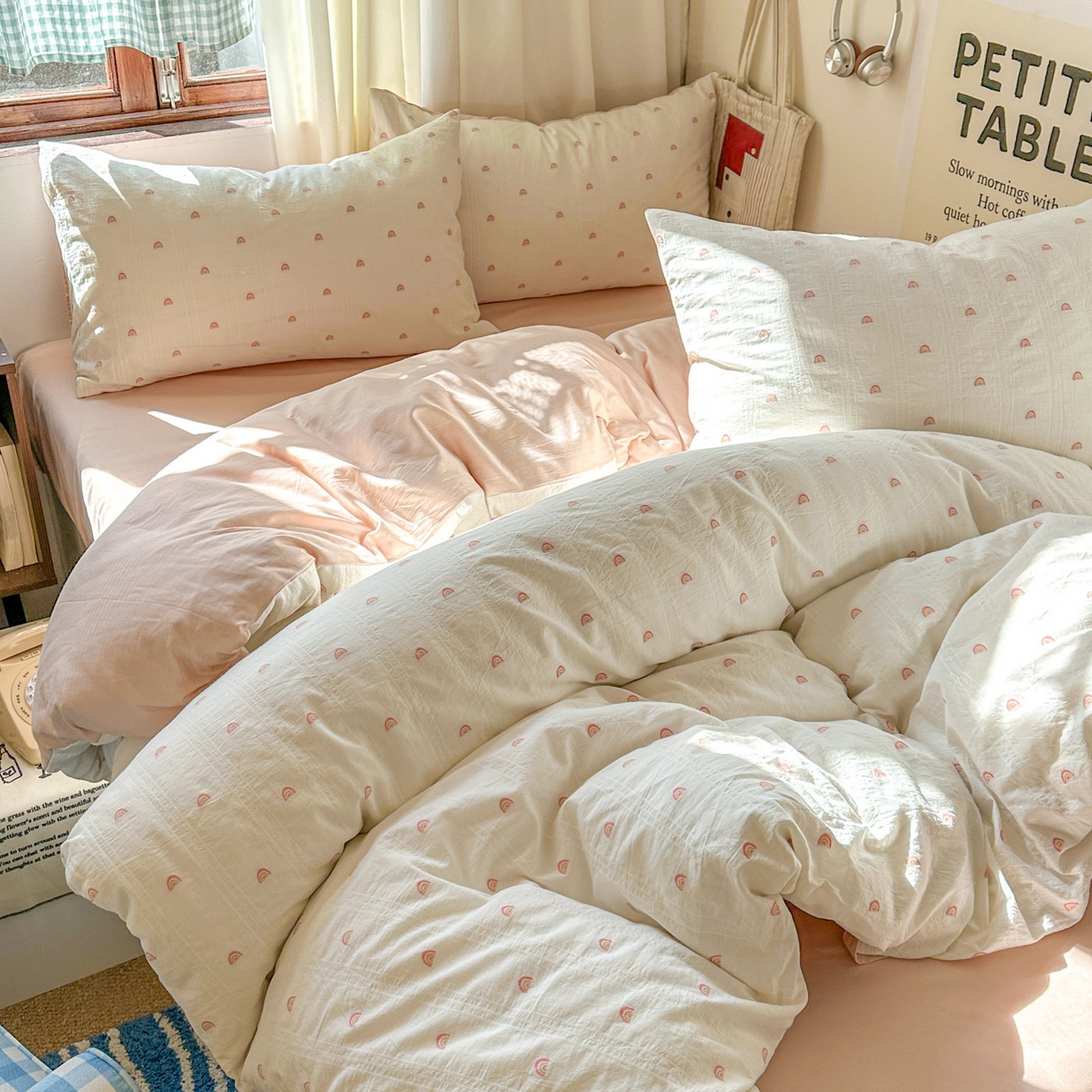 91家纺网 家纺一手货源 找家纺 （总）田野 2026新款水洗棉提花人字小清新系列四件套