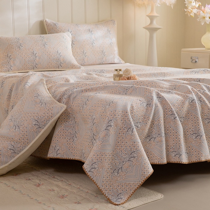 91家纺网 家纺一手货源 找家纺 （总）美达家纺 2026新款全棉六层纱高温砂洗贝壳边床盖单品床盖床盖单件