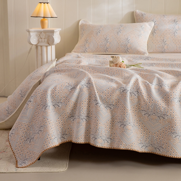 91家纺网 家纺一手货源 找家纺 （总）美达家纺 2026新款全棉六层纱高温砂洗贝壳边床盖单品床盖床盖单件