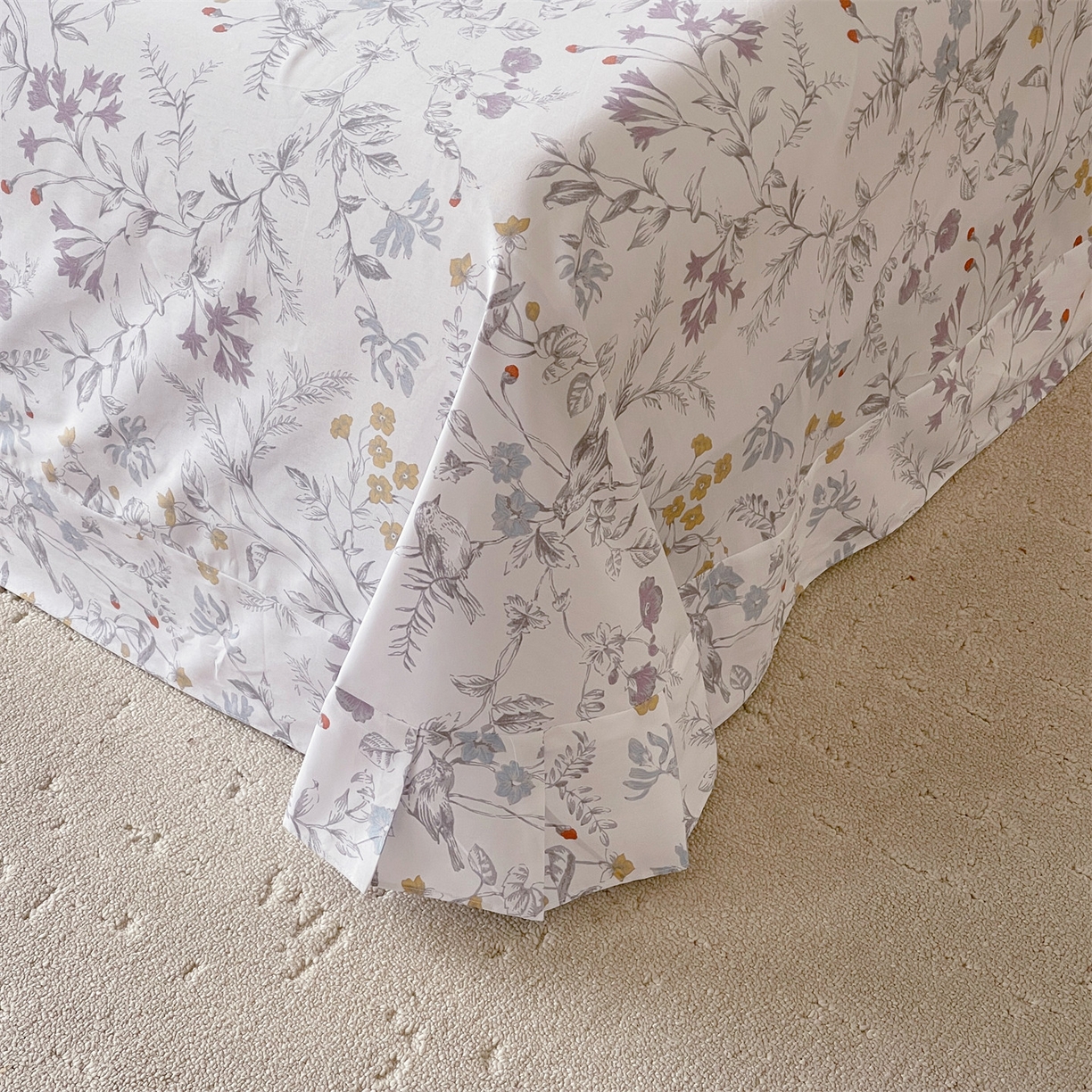 91家纺网 家纺一手货源 找家纺 宝齐莱家纺 2026新款全棉纯棉13372印花单床单床单单件 花解语