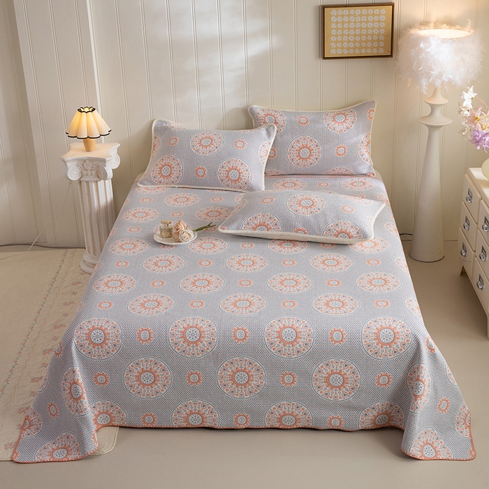 91家纺网 家纺一手货源 找家纺 （总）美达家纺 2026新款全棉六层纱高温砂洗贝壳边床盖单品床盖床盖单件