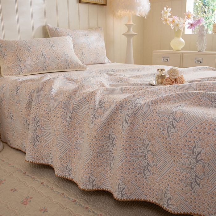 91家纺网 家纺一手货源 找家纺 （总）美达家纺 2026新款全棉六层纱高温砂洗贝壳边床盖单品床盖床盖单件