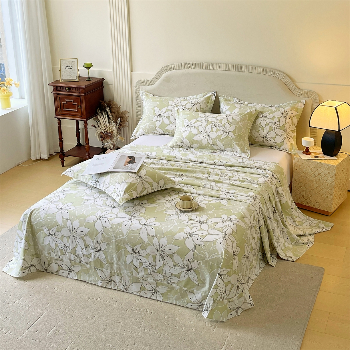 91家纺网 家纺一手货源 找家纺 宝齐莱家纺 2026新款全棉纯棉13372印花单床单床单单件 云间月