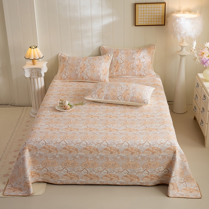 91家纺网 家纺一手货源 找家纺 （总）美达家纺 2026新款全棉六层纱高温砂洗贝壳边床盖单品床盖床盖单件