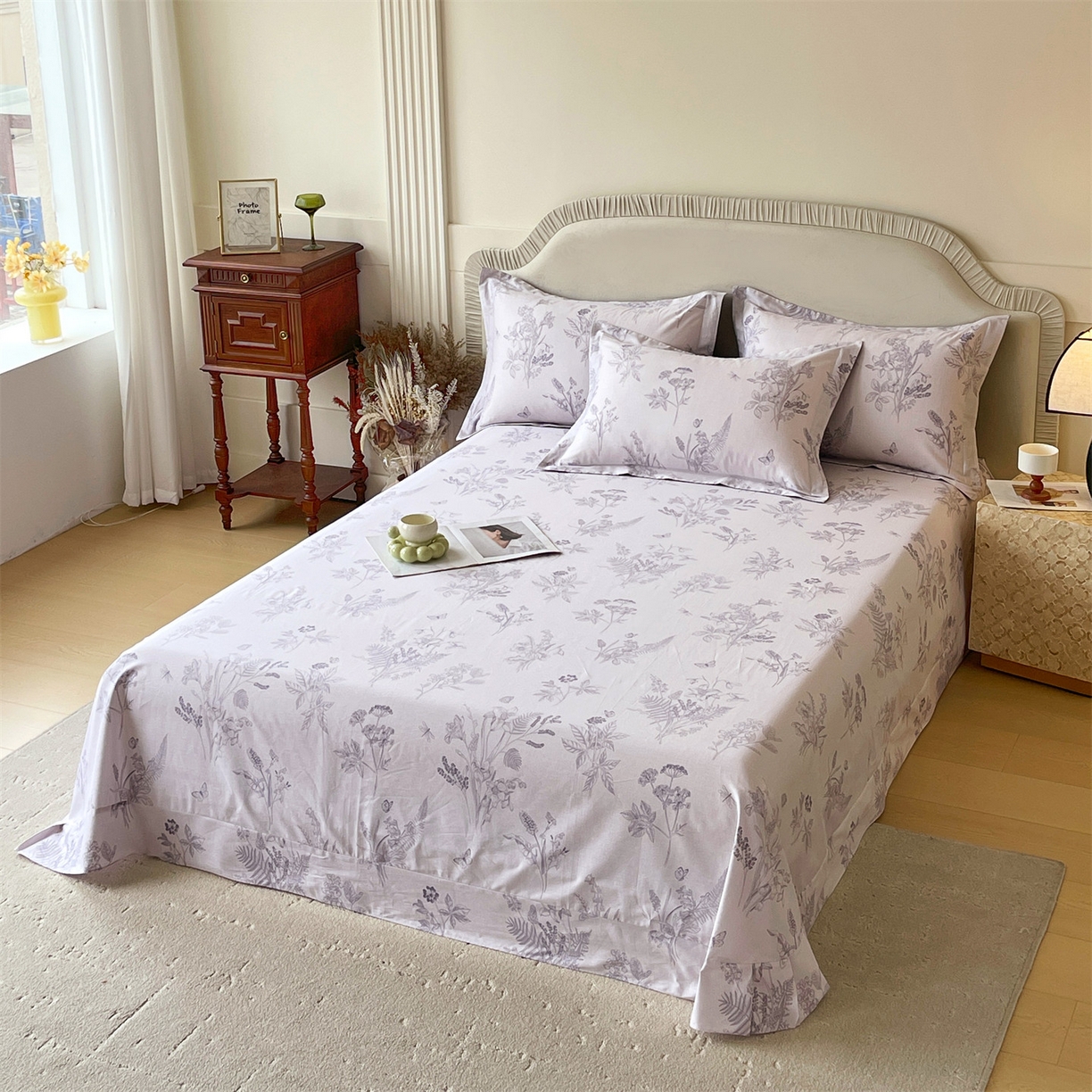 91家纺网 家纺一手货源 找家纺 宝齐莱家纺 2026新款全棉纯棉13372印花单床单床单单件 清雅