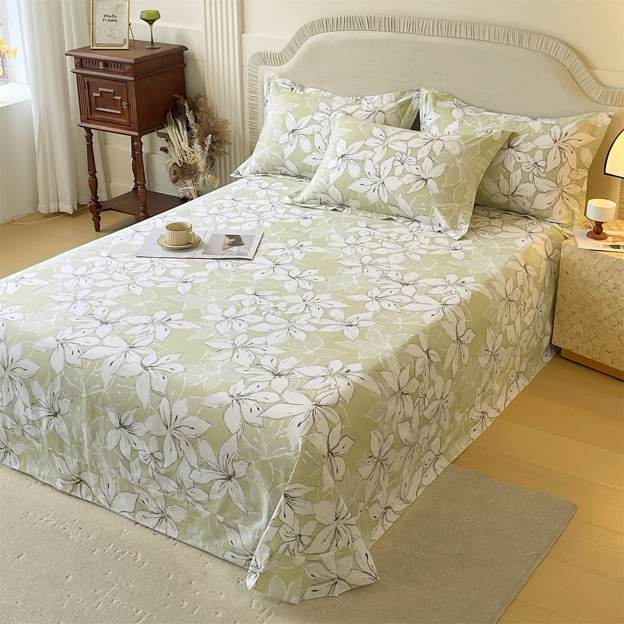 91家纺网 家纺一手货源 找家纺 宝齐莱家纺 2026新款全棉纯棉13372印花单床单床单单件 云间月