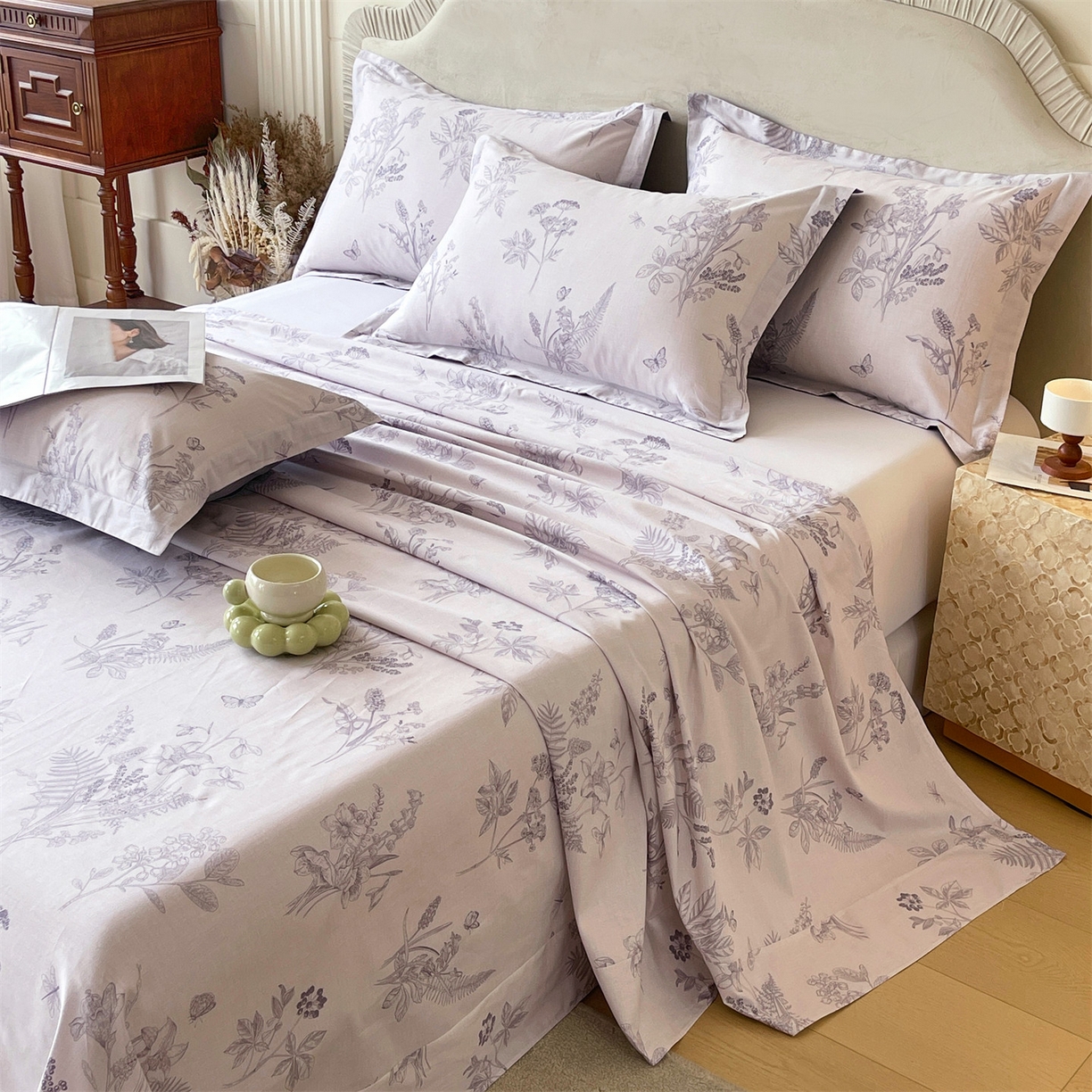 91家纺网 家纺一手货源 找家纺 宝齐莱家纺 2026新款全棉纯棉13372印花单床单床单单件 清雅