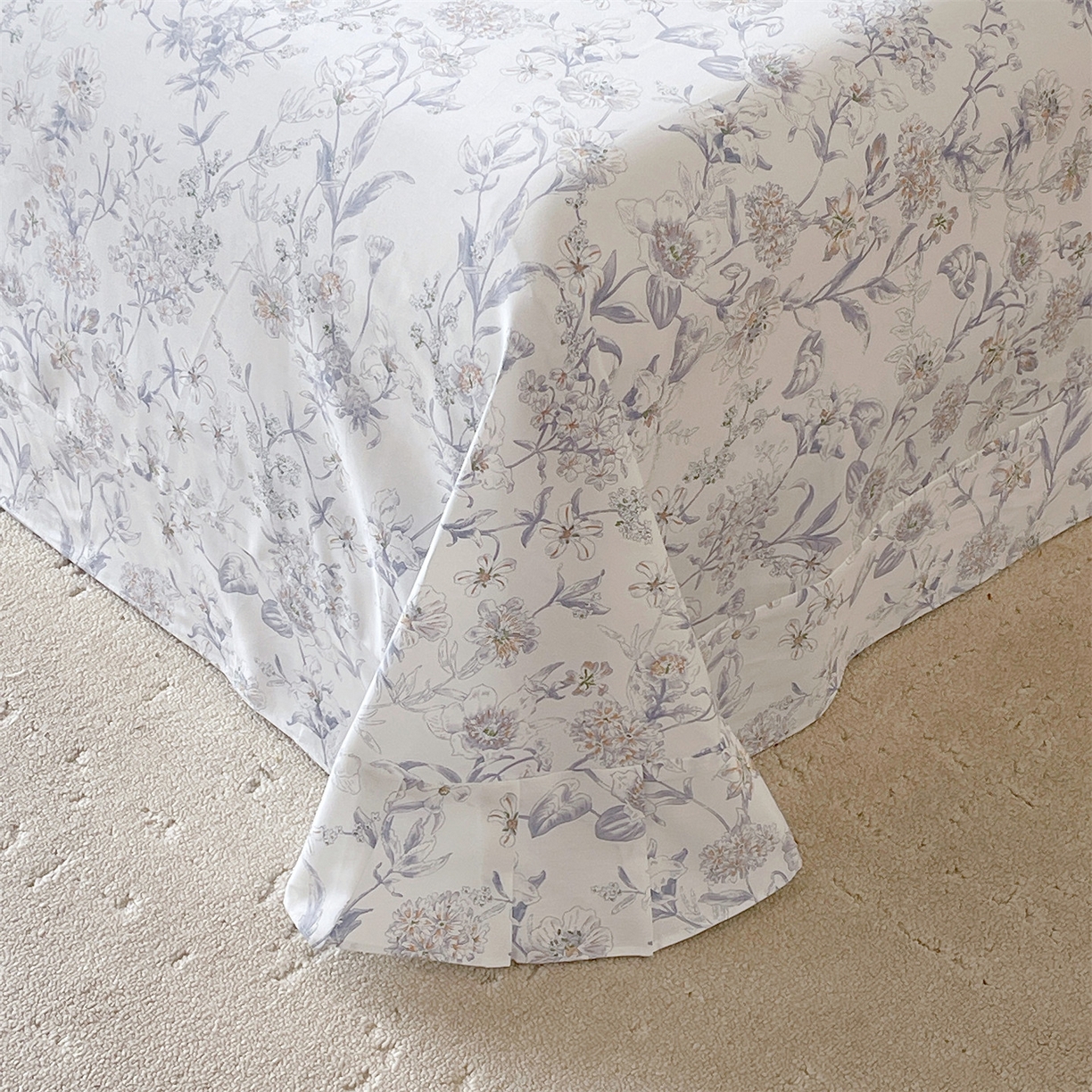 91家纺网 家纺一手货源 找家纺 宝齐莱家纺 2026新款全棉纯棉13372印花单床单床单单件 浮光花影