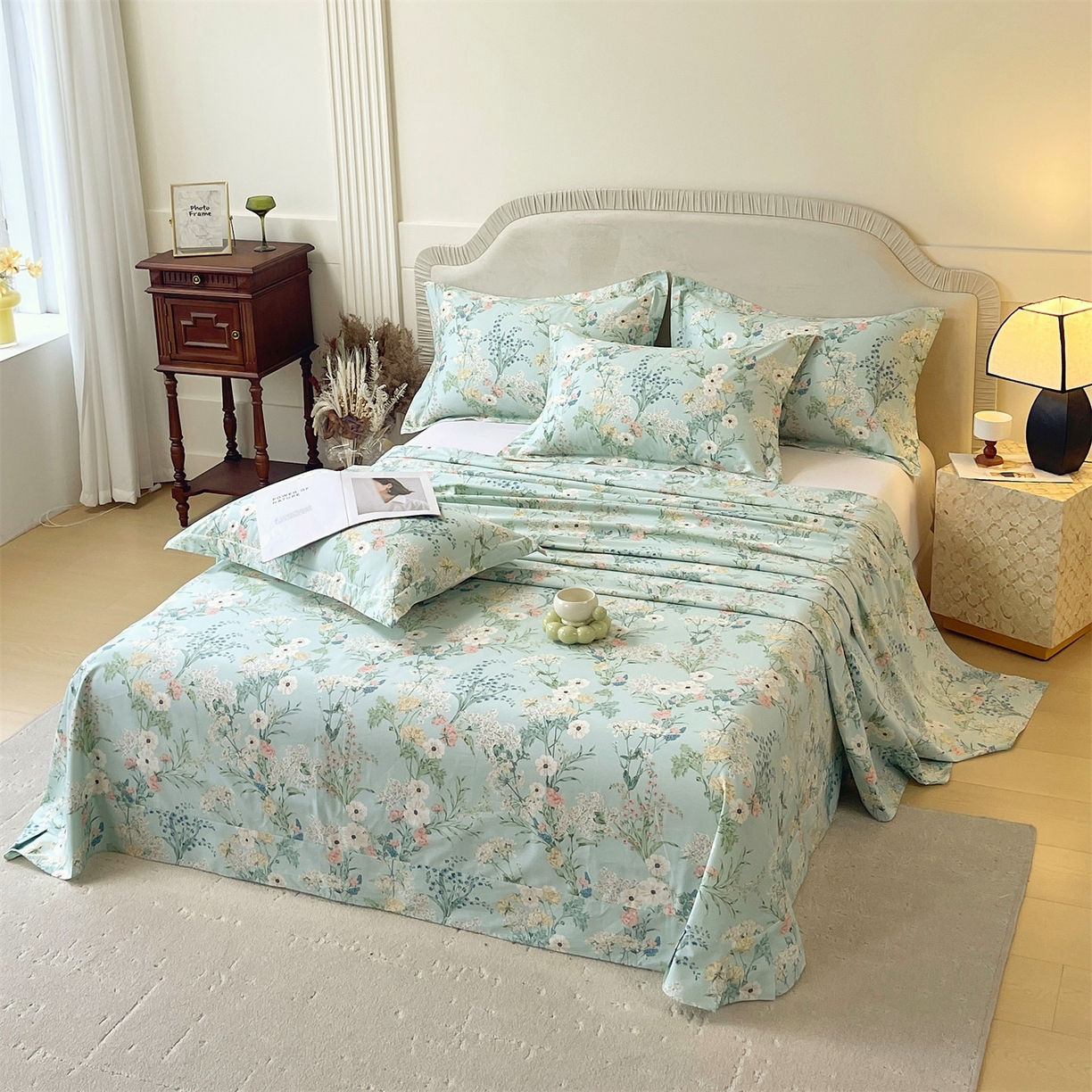 91家纺网 家纺一手货源 找家纺 宝齐莱家纺 2026新款全棉纯棉13372印花单床单床单单件 浅茉