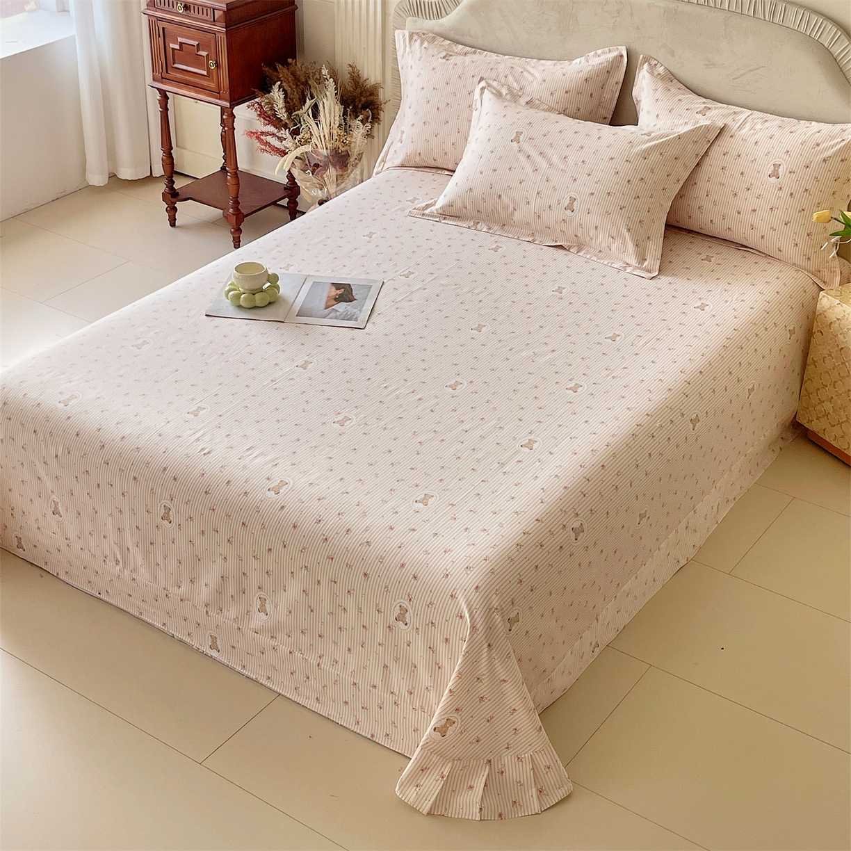 91家纺网 家纺一手货源 找家纺 宝齐莱家纺 2026新款全棉纯棉13372印花单床单床单单件 小确幸