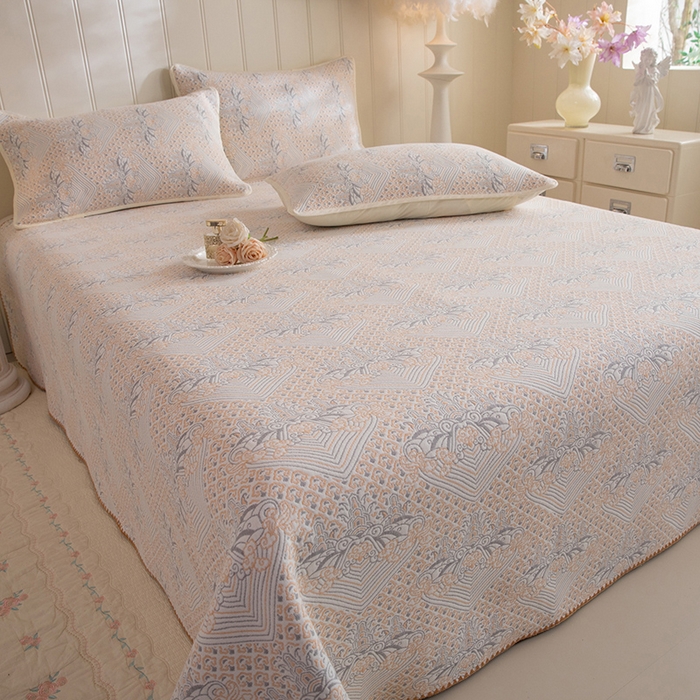 91家纺网 家纺一手货源 找家纺 （总）美达家纺 2026新款全棉六层纱高温砂洗贝壳边床盖单品床盖床盖单件