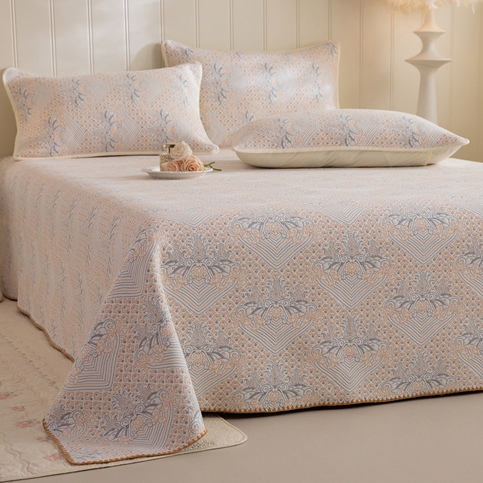 91家纺网 家纺一手货源 找家纺 （总）美达家纺 2026新款全棉六层纱高温砂洗贝壳边床盖单品床盖床盖单件