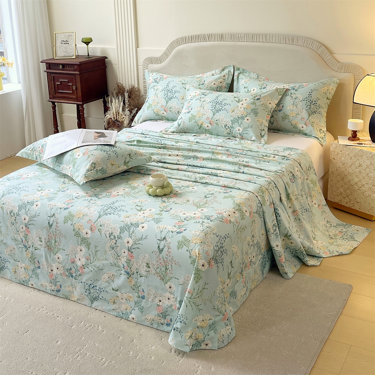 91家纺网 家纺一手货源 找家纺 宝齐莱家纺 2026新款全棉纯棉13372印花单床单床单单件 浅茉