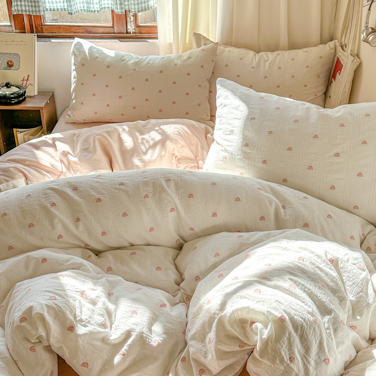 91家纺网 家纺一手货源 找家纺 （总）田野 2026新款水洗棉提花人字小清新系列四件套