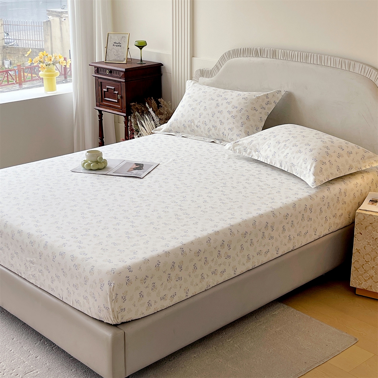 91家纺网 家纺一手货源 找家纺 宝齐莱家纺 2026新款全棉纯棉13372印花单床笠床笠单件 左岸晨雾