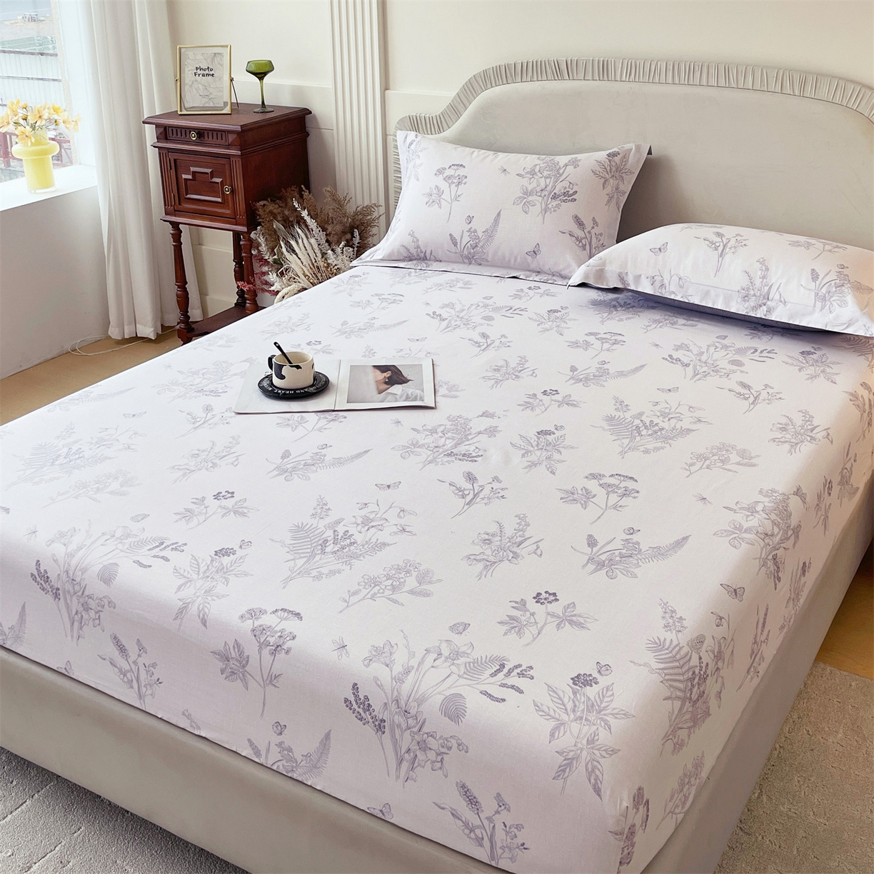 91家纺网 家纺一手货源 找家纺 宝齐莱家纺 2026新款全棉纯棉13372印花单床笠床笠单件 清雅