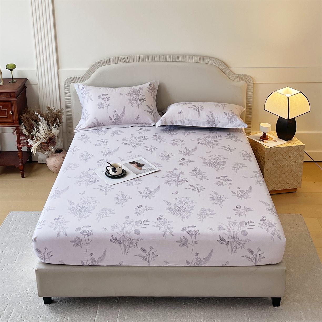 91家纺网 家纺一手货源 找家纺 宝齐莱家纺 2026新款全棉纯棉13372印花单床笠床笠单件 清雅