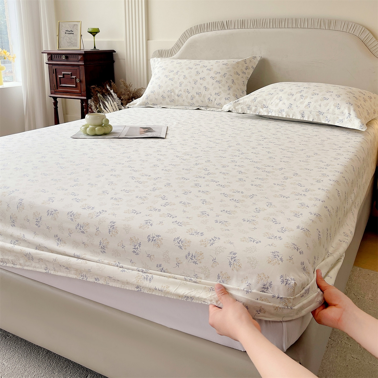 91家纺网 家纺一手货源 找家纺 宝齐莱家纺 2026新款全棉纯棉13372印花单床笠床笠单件 左岸晨雾