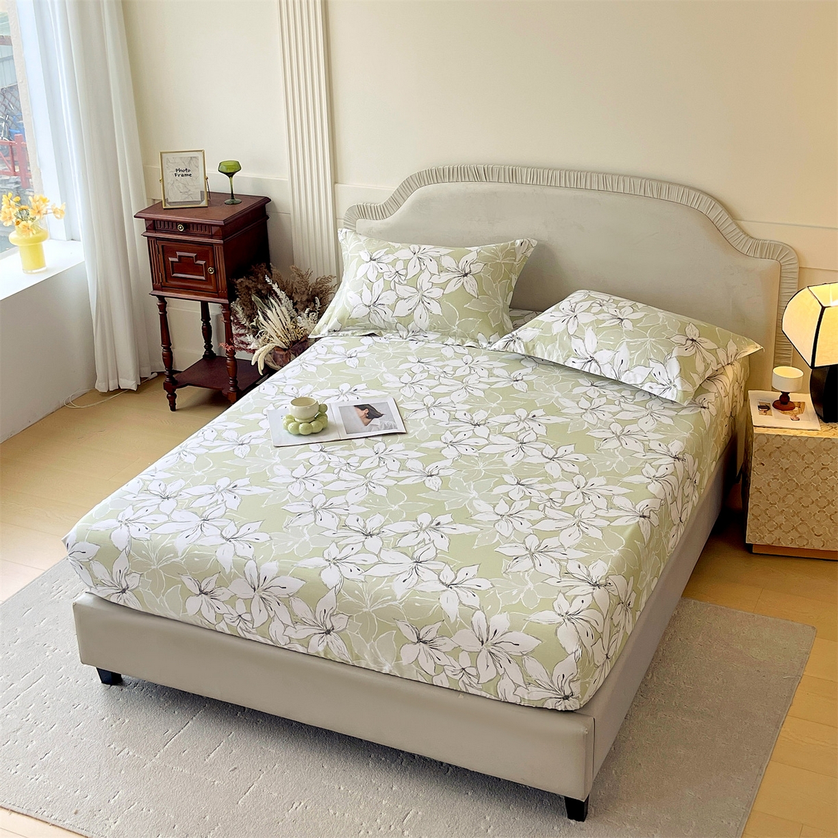 91家纺网 家纺一手货源 找家纺 宝齐莱家纺 2026新款全棉纯棉13372印花单床笠床笠单件 云间月