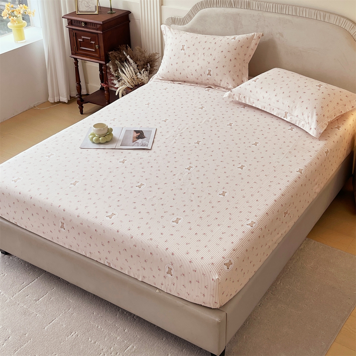 91家纺网 家纺一手货源 找家纺 宝齐莱家纺 2026新款全棉纯棉13372印花单床笠床笠单件 小确幸