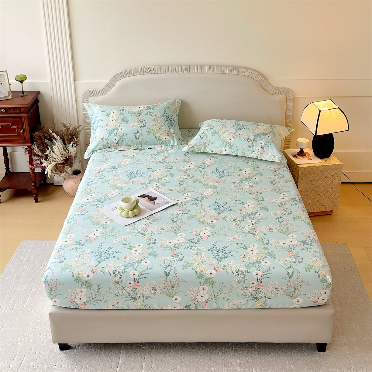 宝齐莱家纺 2026新款全棉纯棉13372印花单床笠床笠单件 浅茉