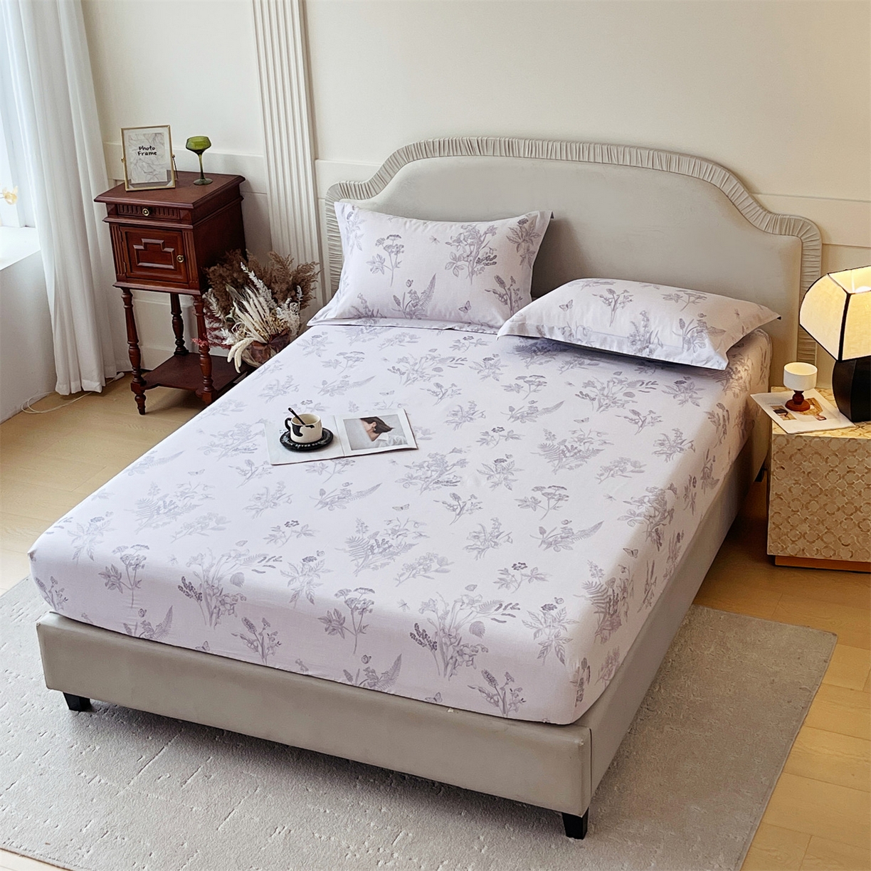 91家纺网 家纺一手货源 找家纺 宝齐莱家纺 2026新款全棉纯棉13372印花单床笠床笠单件 清雅