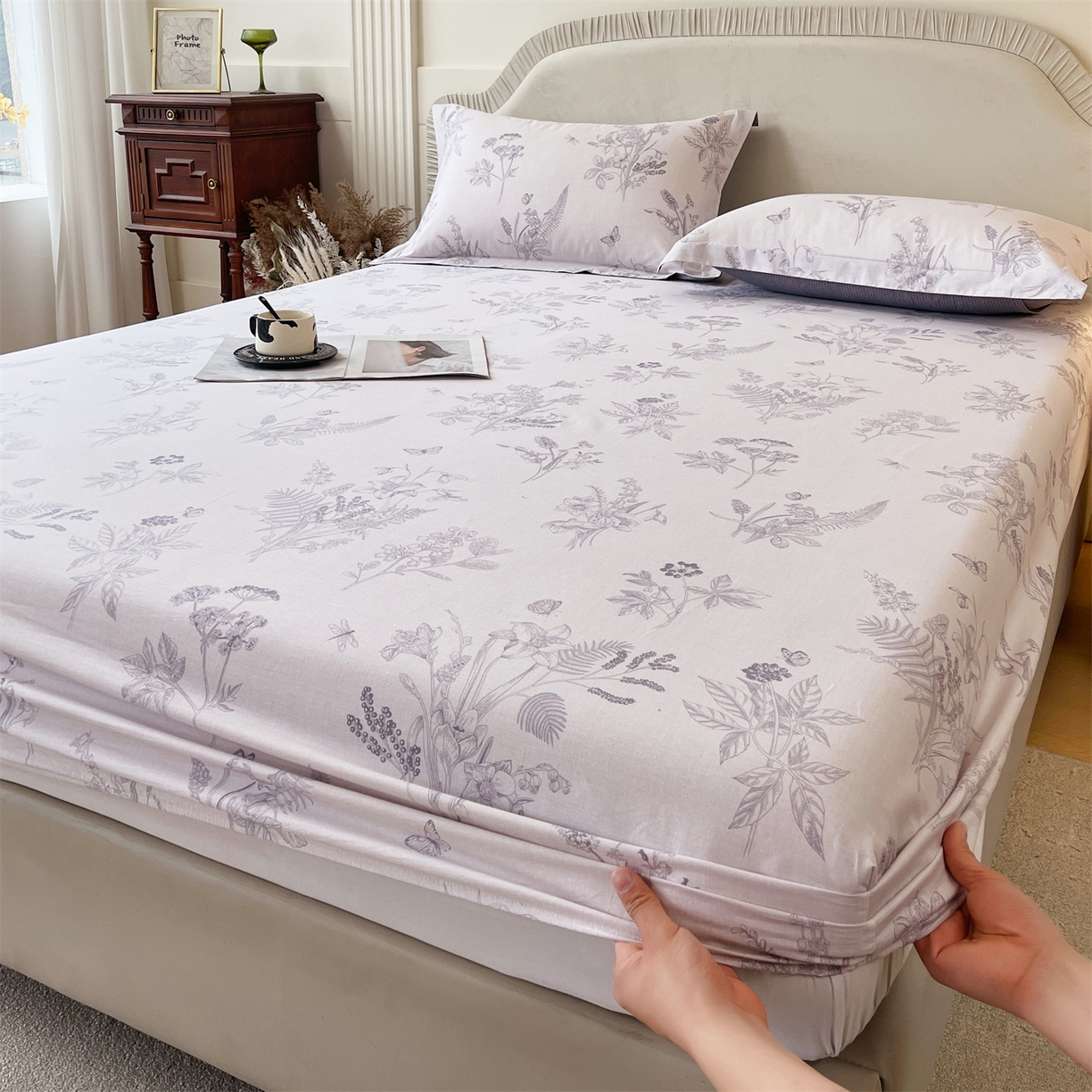 91家纺网 家纺一手货源 找家纺 宝齐莱家纺 2026新款全棉纯棉13372印花单床笠床笠单件 清雅