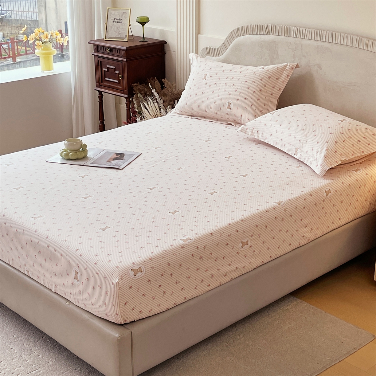 91家纺网 家纺一手货源 找家纺 宝齐莱家纺 2026新款全棉纯棉13372印花单床笠床笠单件 小确幸