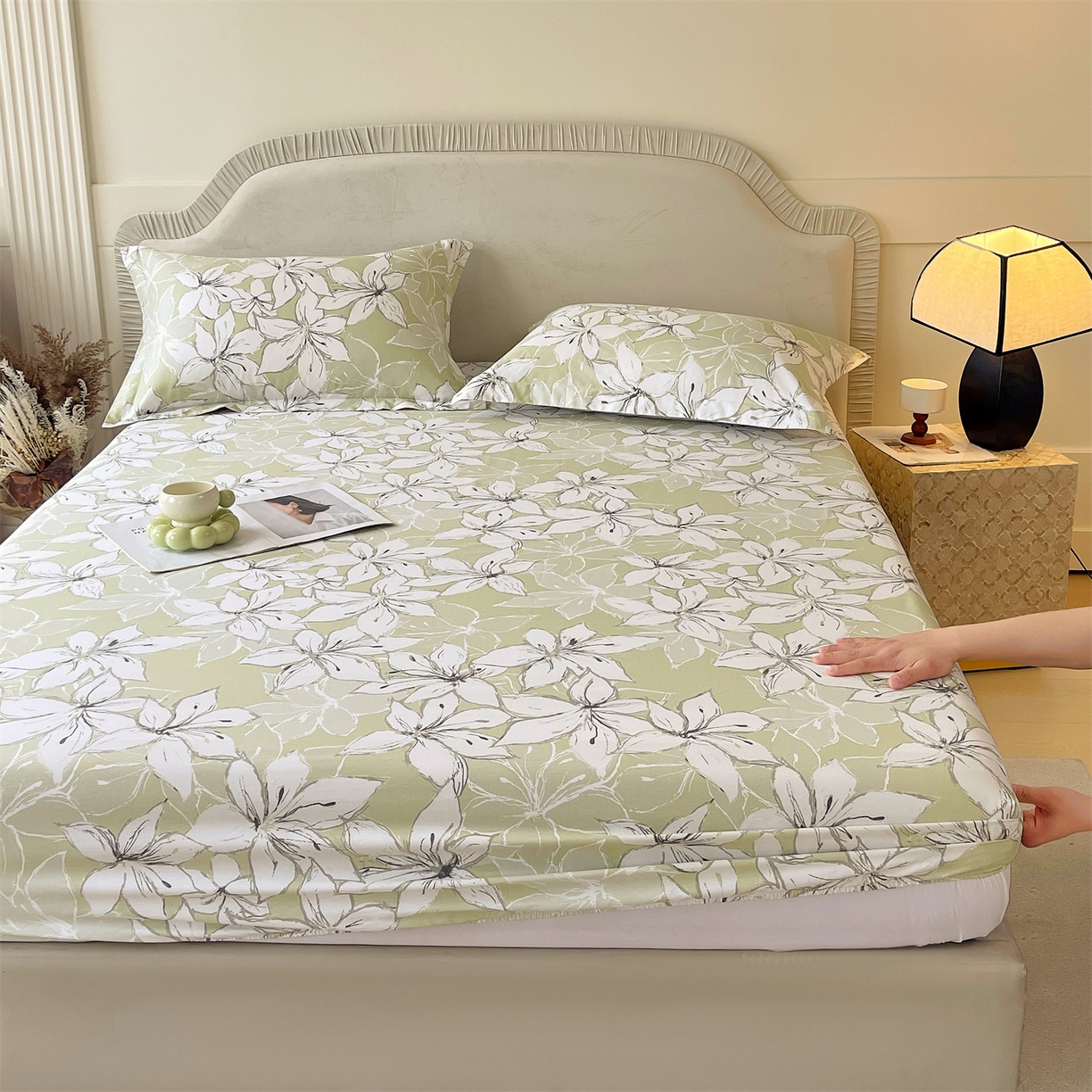 91家纺网 家纺一手货源 找家纺 宝齐莱家纺 2026新款全棉纯棉13372印花单床笠床笠单件 云间月