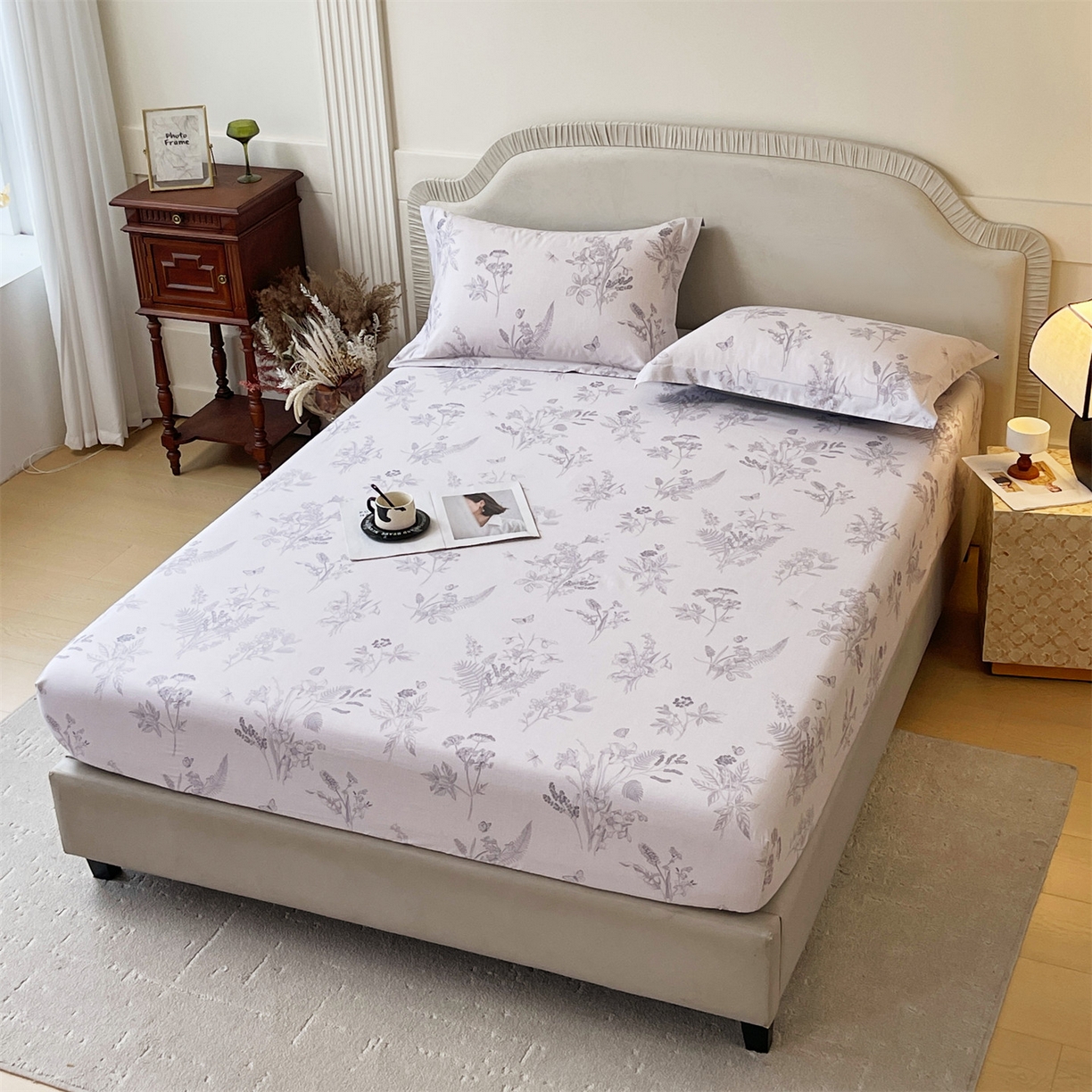 91家纺网 家纺一手货源 找家纺 宝齐莱家纺 2026新款全棉纯棉13372印花单床笠床笠单件 清雅