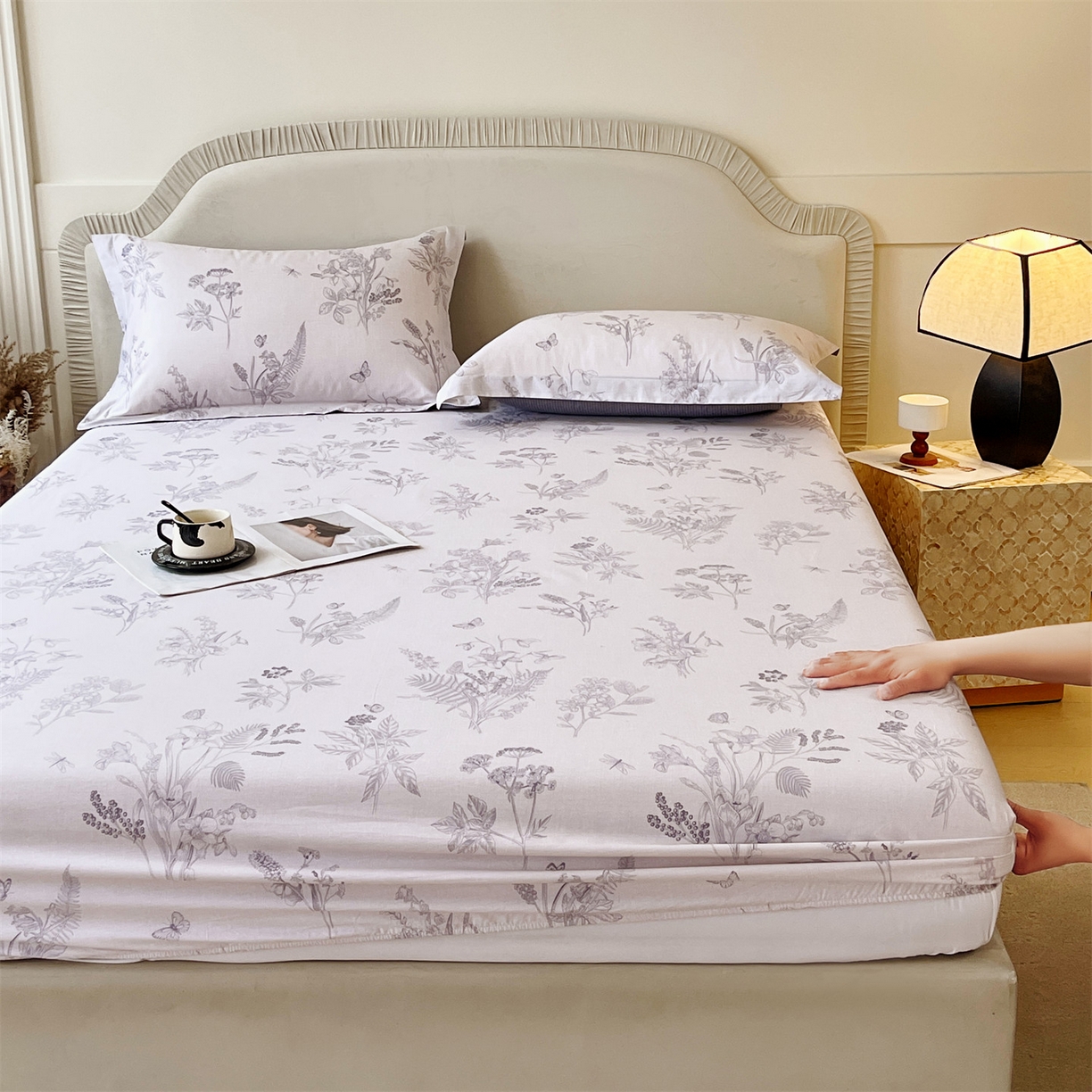 91家纺网 家纺一手货源 找家纺 宝齐莱家纺 2026新款全棉纯棉13372印花单床笠床笠单件 清雅