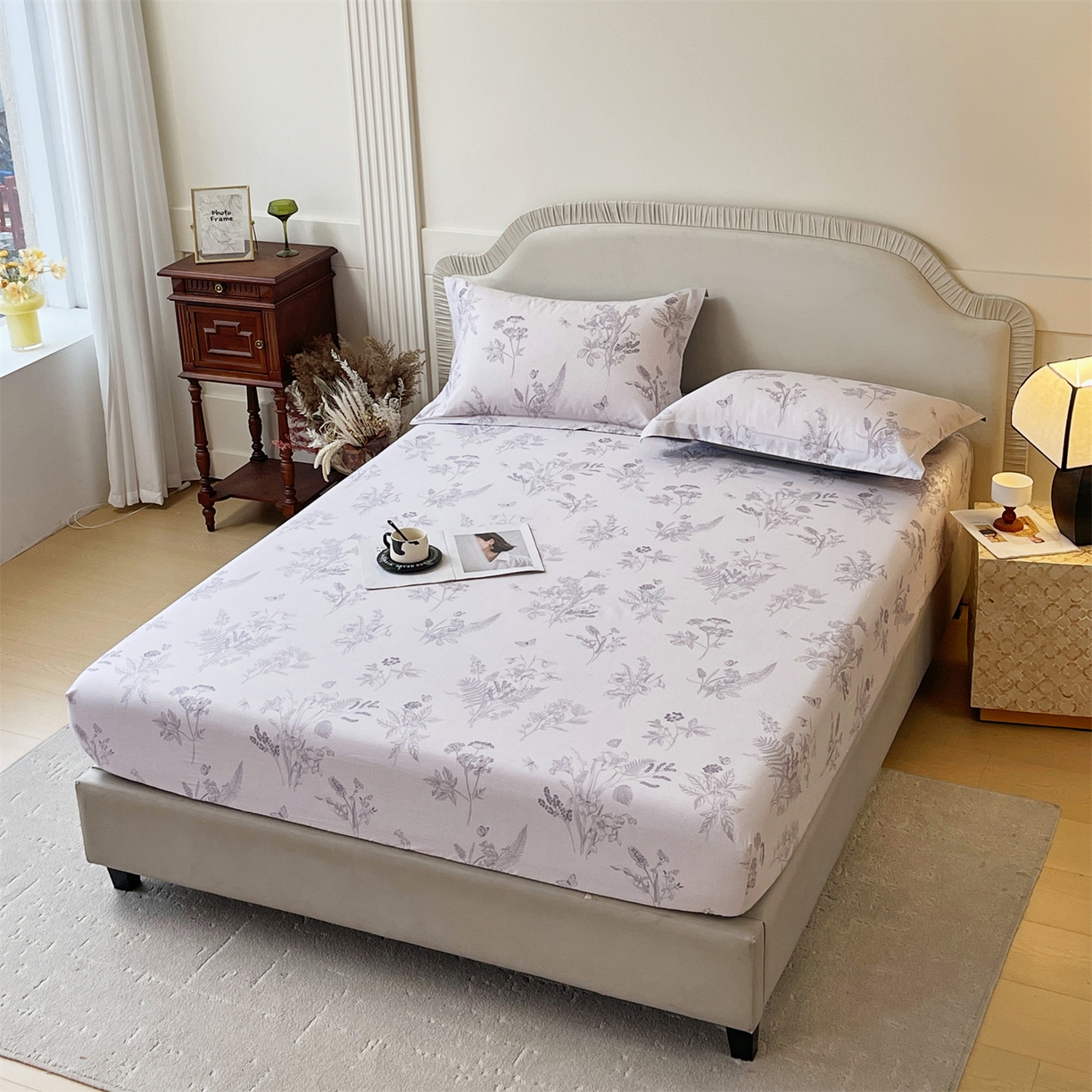 91家纺网 家纺一手货源 找家纺 宝齐莱家纺 2026新款全棉纯棉13372印花单床笠床笠单件 清雅