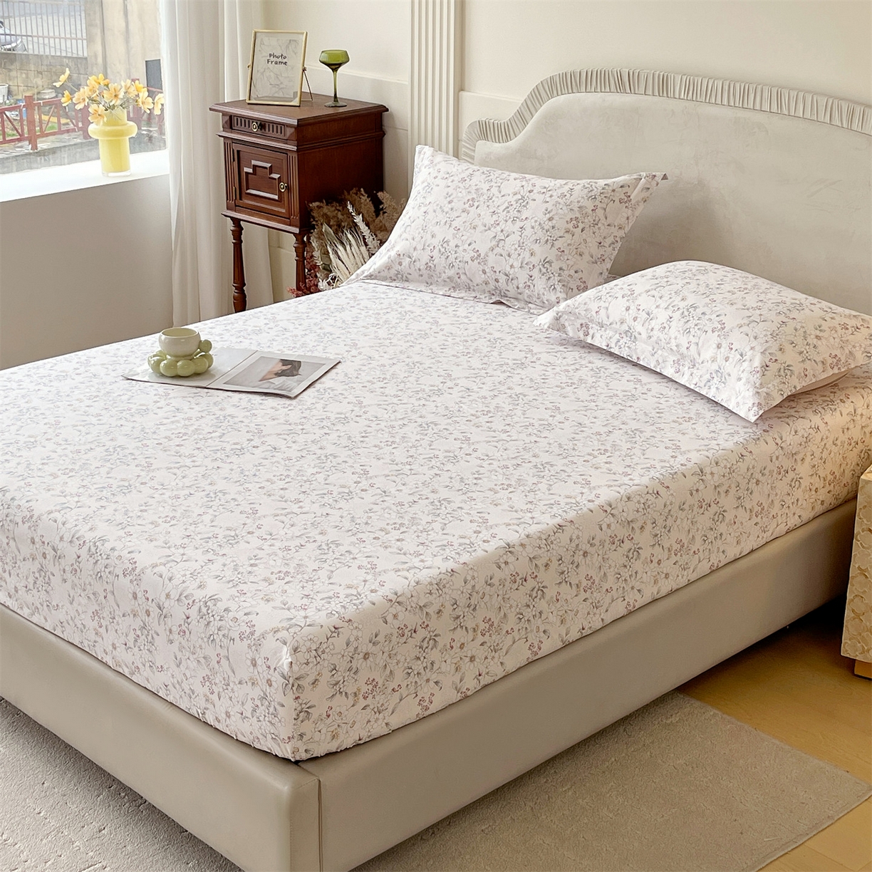 91家纺网 家纺一手货源 找家纺 宝齐莱家纺 2026新款全棉纯棉13372印花单床笠床笠单件 烟花间