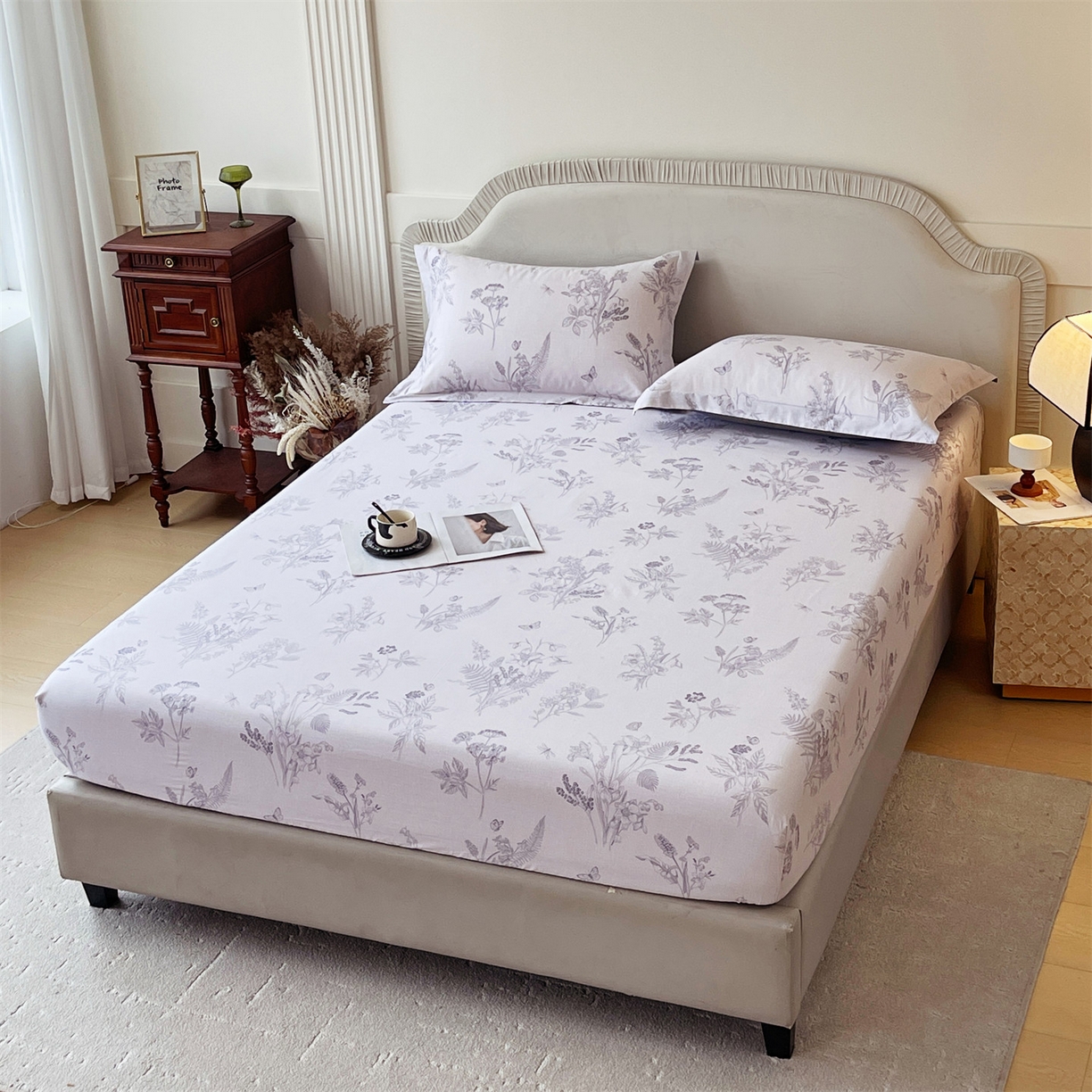 91家纺网 家纺一手货源 找家纺 宝齐莱家纺 2026新款全棉纯棉13372印花单床笠床笠单件 清雅