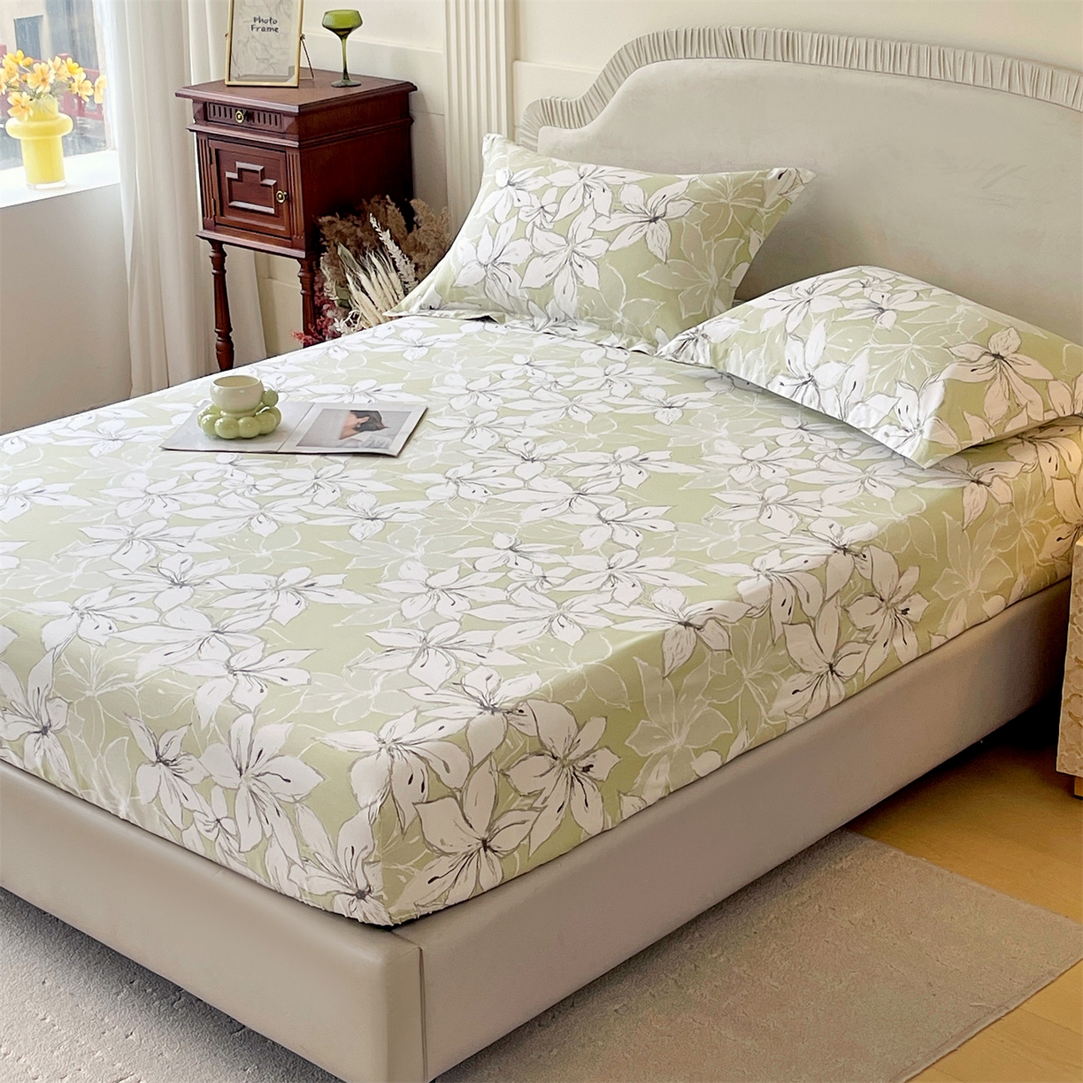 91家纺网 家纺一手货源 找家纺 宝齐莱家纺 2026新款全棉纯棉13372印花单床笠床笠单件 云间月