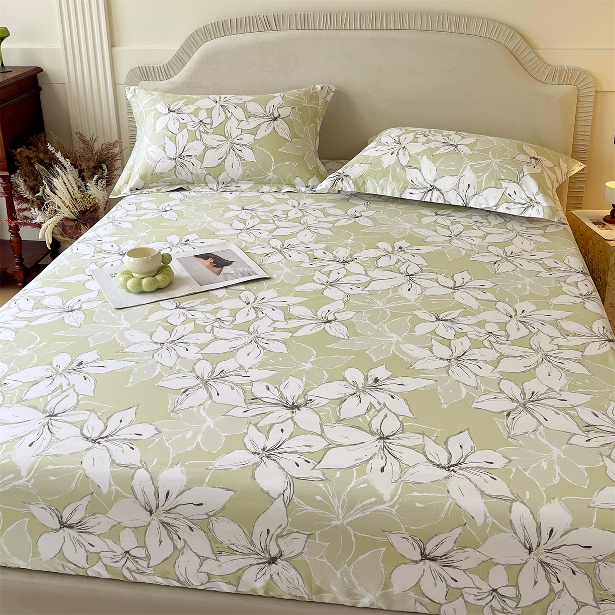 91家纺网 家纺一手货源 找家纺 宝齐莱家纺 2026新款全棉纯棉13372印花单床笠床笠单件 云间月