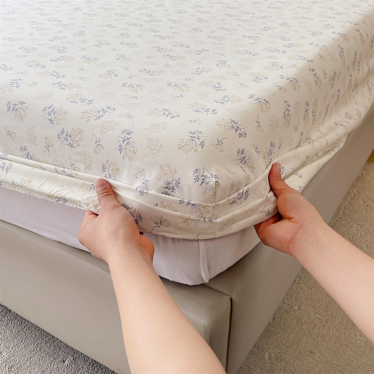 91家纺网 家纺一手货源 找家纺 宝齐莱家纺 2026新款全棉纯棉13372印花单床笠床笠单件 左岸晨雾