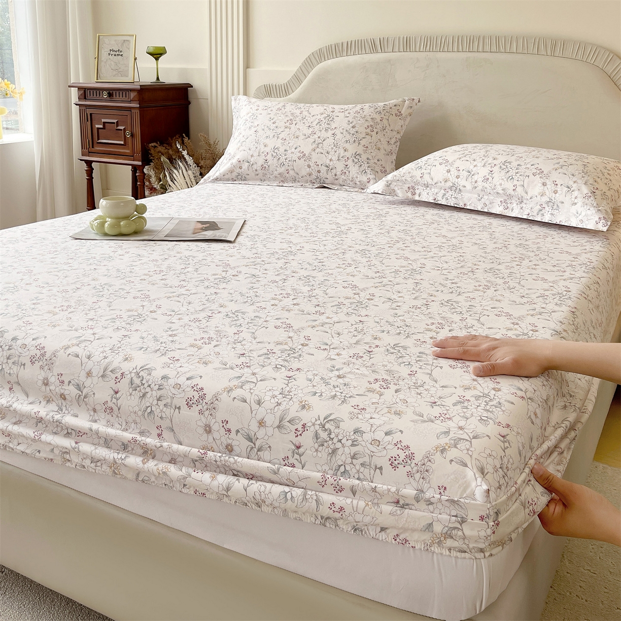 91家纺网 家纺一手货源 找家纺 宝齐莱家纺 2026新款全棉纯棉13372印花单床笠床笠单件 烟花间