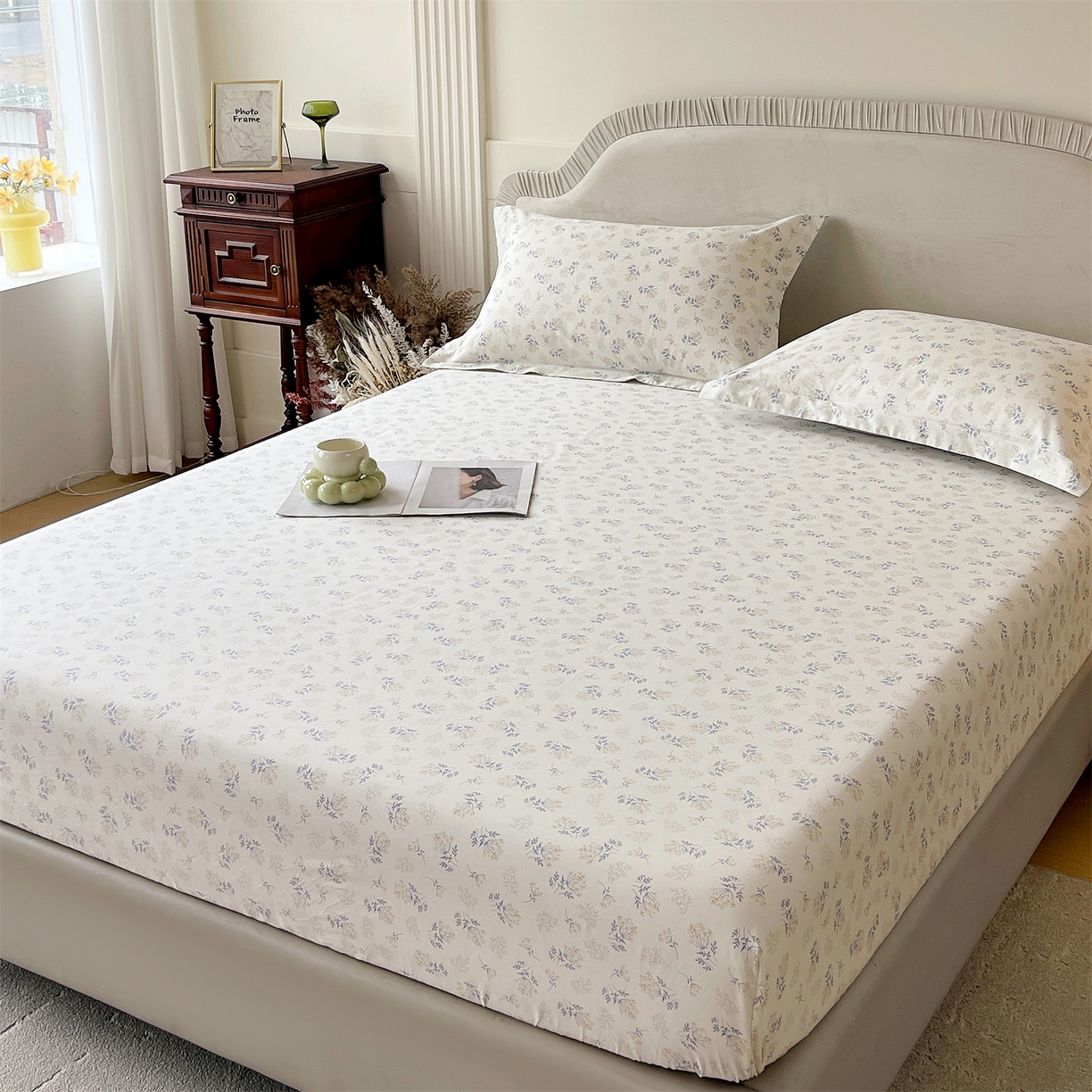 91家纺网 家纺一手货源 找家纺 宝齐莱家纺 2026新款全棉纯棉13372印花单床笠床笠单件 左岸晨雾