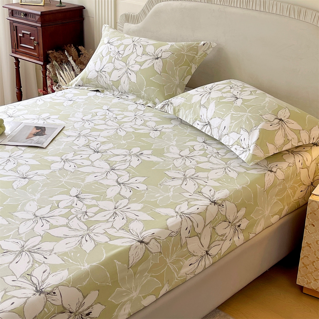 91家纺网 家纺一手货源 找家纺 宝齐莱家纺 2026新款全棉纯棉13372印花单床笠床笠单件 云间月